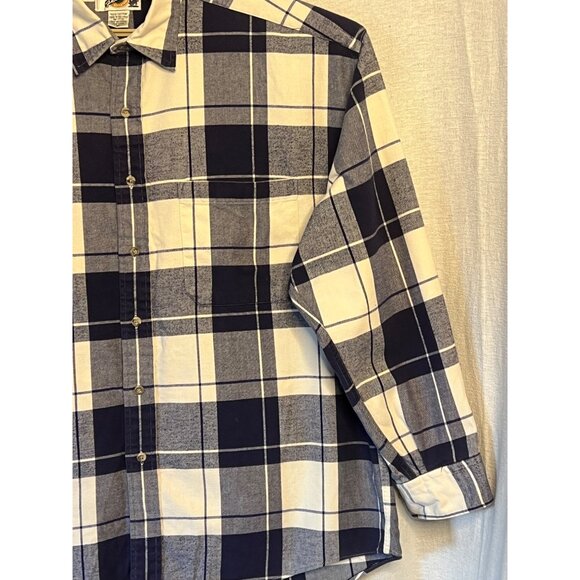 Vintage Field Gear Plaid Button-Up Shirt Navy & Cream Long Sleeve 100% Cotton XL - Picture 5 of 16